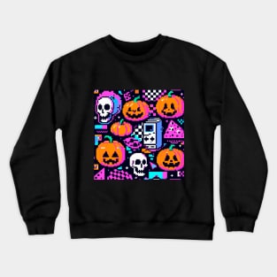 PATRON CALABAZAS Y CALAVERAS PIXELADAS 4 Crewneck Sweatshirt